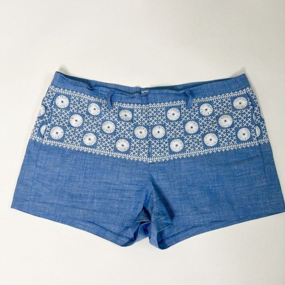 Madewell Linen shorts blue and white size 10